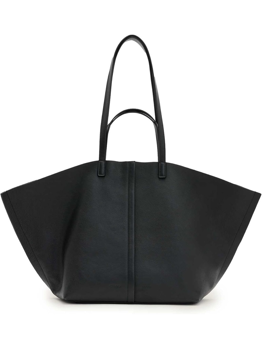 AllSaints Black Leather Oversized Tote with Dual Straps